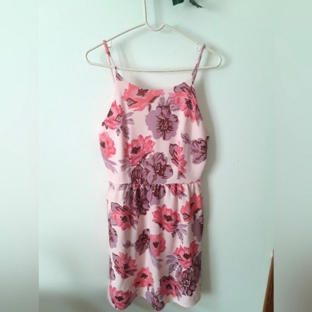 Floral Pink Purple Fit and Flare Dress